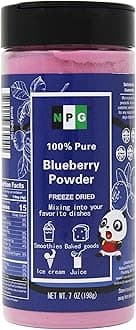NPG Frezee-Dried Blueberry Powder 7 Oz, Seedless Fine Powder from Wild Wild Blueberries for Smoothies, Baking, Beverages, and Natural Food Coloring, No Sugar Added, Non-GMO