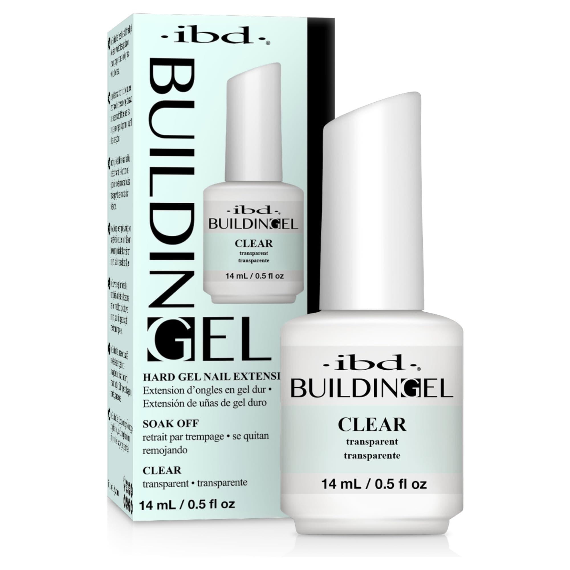 IBD Building Gel Clear – Hard Builder Gel for Nails Extensions, Soak-Off UV/LED for Sculpting & Strengthening, Nail Enhancement Gels, 0.5 oz
