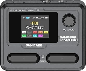 SONICAKE Pocket Master-Portable Multi Effects Pedal, 100+ Built-in Guitar/Bass/Acoustic Effects, Amp Modeling, IR Cabinets Simulation, Stereo OTG USB Audio Interface, Rechargeable Guitar Pedal (Black)