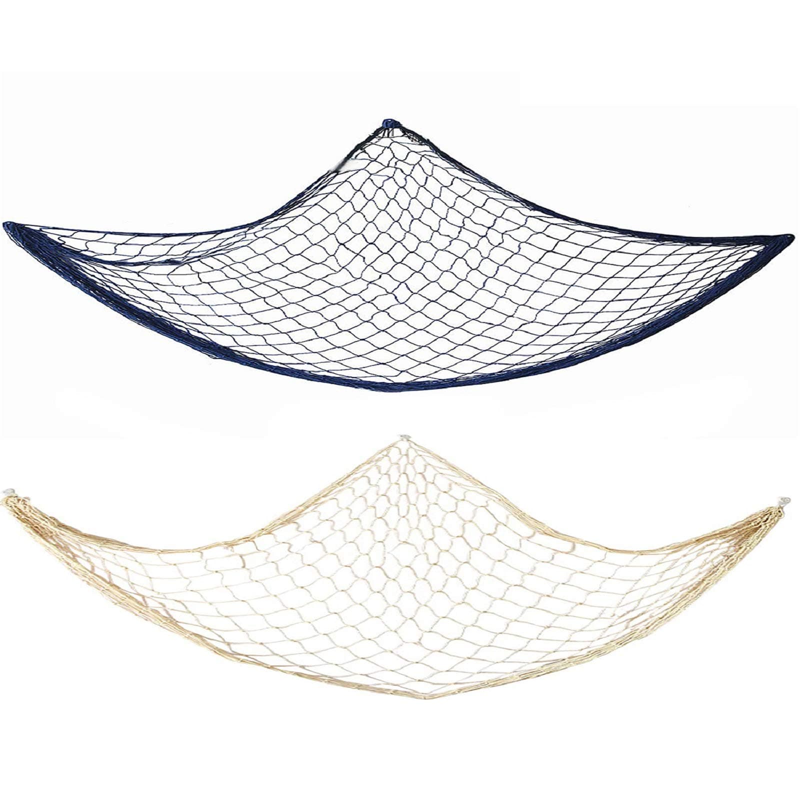 Fish Net Decor, 2 Pack Decorative Fishing Nets, for Home Décor, Mediterranean Theme Party, Living Room, Bedroom Wall Hanging Decoration, 40 x 78 Inches