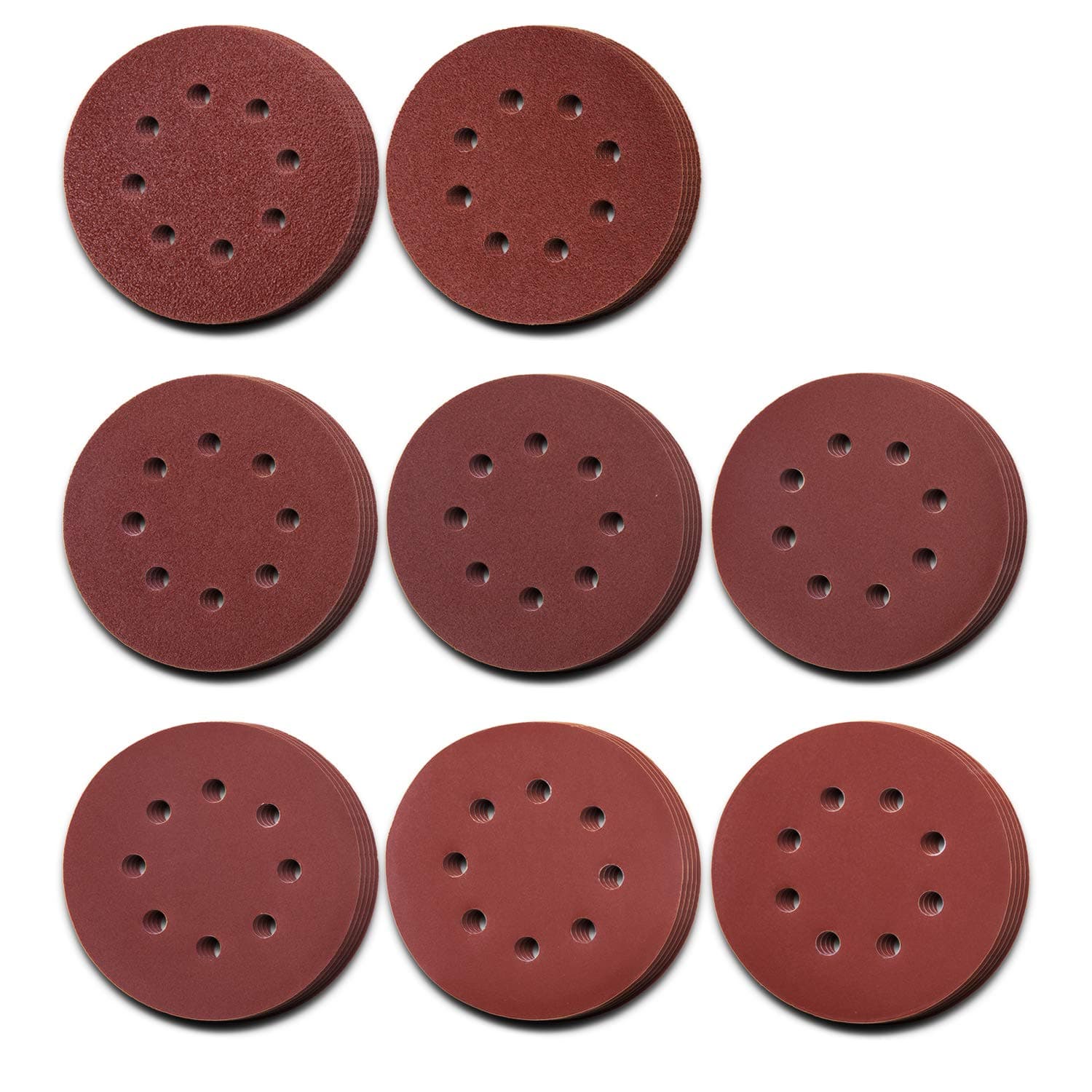 80Pcs 125mm Sanding Discs, Sanding Disc Pads 40/60/80/120/180/240/320/400 Sandpaper Assorted for Random Orbital Sander