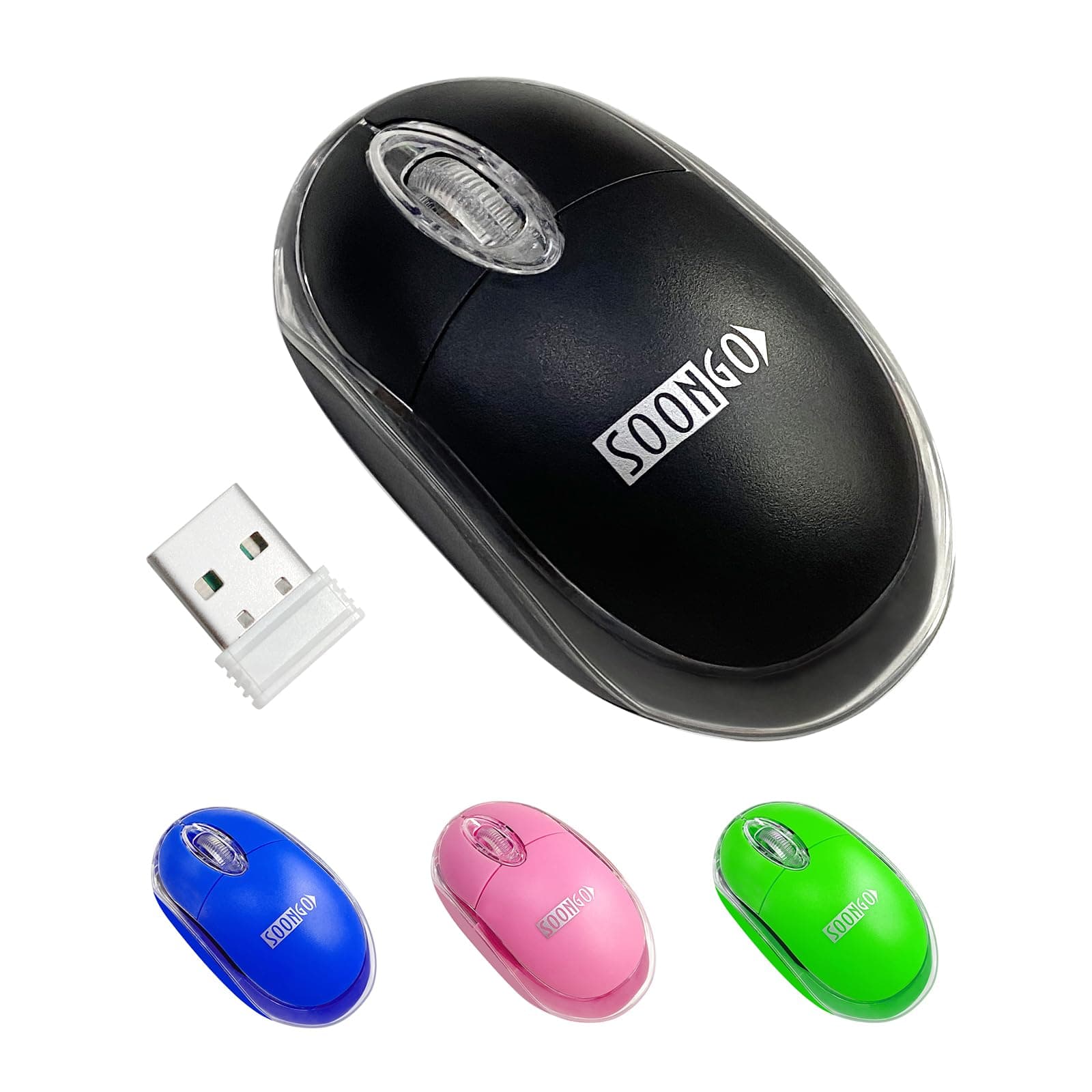 SOON GO Mini Wireless Mouse,Portable Mobile Optical Cordless Mouse fit for Mac,Laptop, Desktop-Black