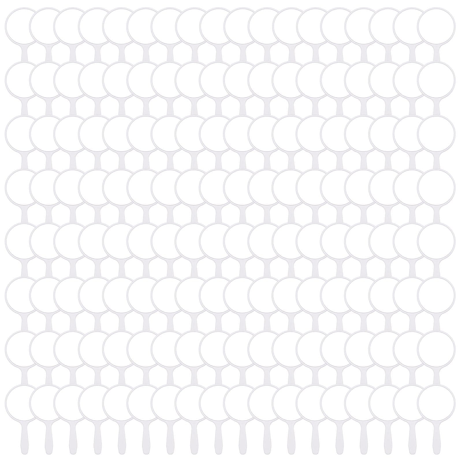 Vinsot 150 Pcs Handheld Mirror Bulk Small Hand Compact Mirrors with Handle Plastic Travel Makeup Portable 3.94 x 2.16 Inch for Birthday Dress up Wedding Practice Pronunciation (White)