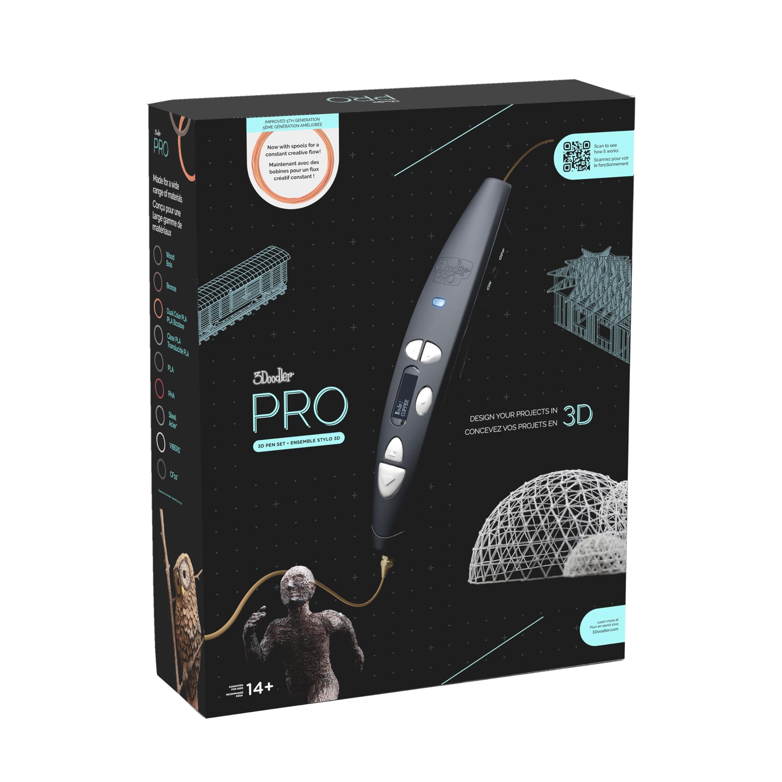 3Doodler PRO(2025) 3D Printing Pen, Design and Prototyping Tool for Creative Professionals, Includes Speciality Plastic Materials, Interchangable Nozzle Set and More