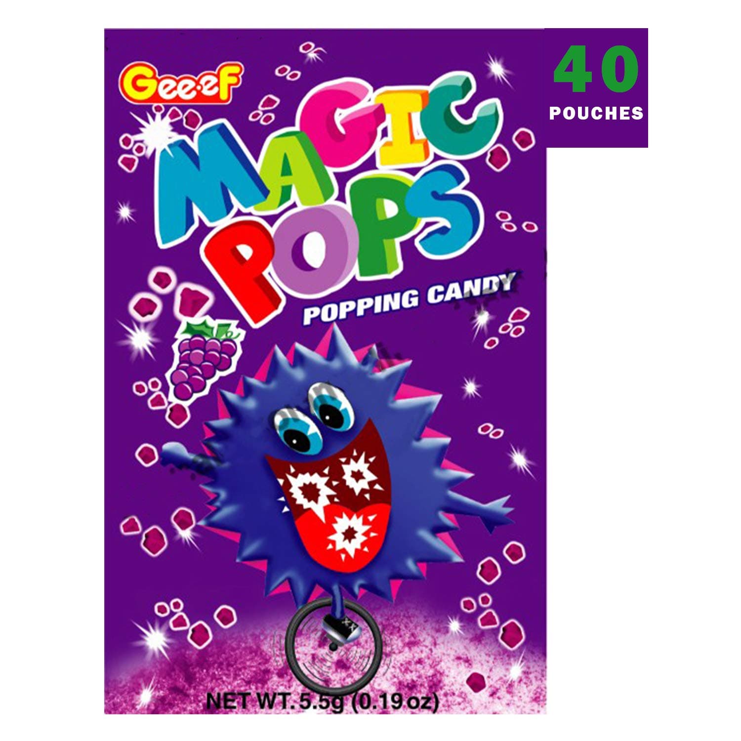 Magic Pops Popping Candy, Grape Flavor, 5 G X 40 Pouches, 200 Gram