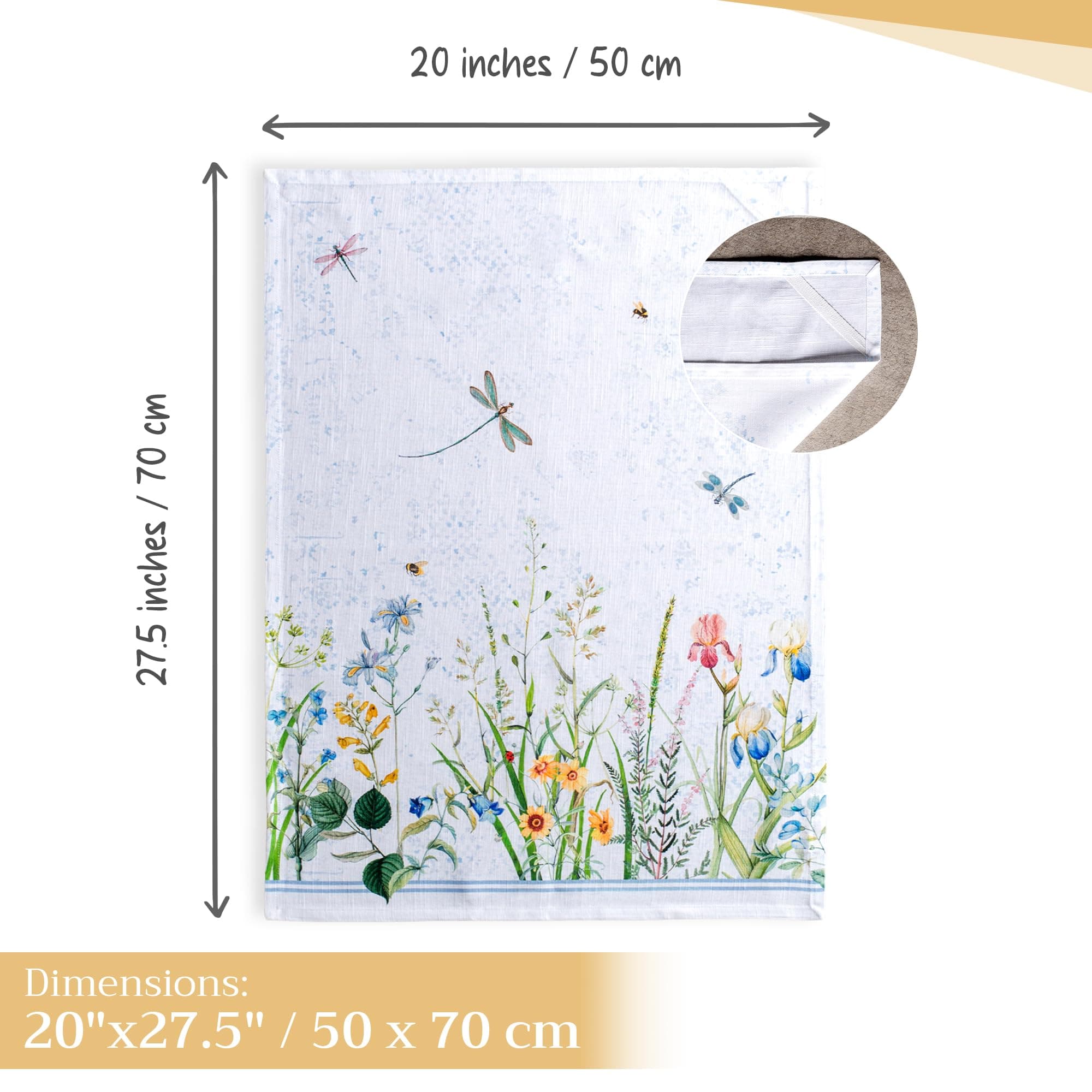 Maison d' Hermine Fleurs De Mai 100% Cotton Set of 3 Multi-Purpose Kitchen Towels | Bar Hand Towels | Spring/Summer (50 cm x 70 cm)