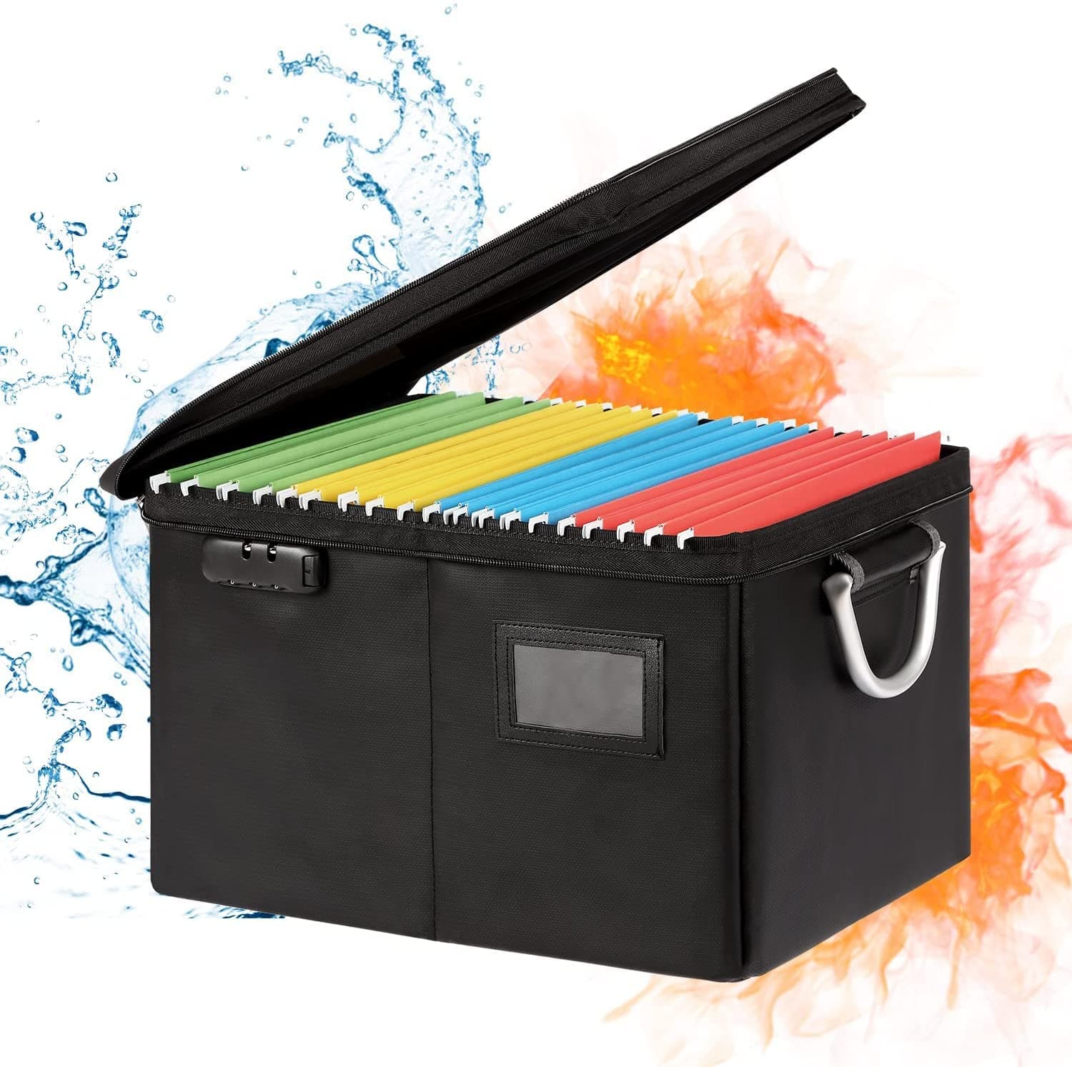 ruboka Fireproof File Bag with Lock, Document Bag Filing Bag File Storage Organizer Portable Home Office Safe Box for Hanging Letter/Legal Folder