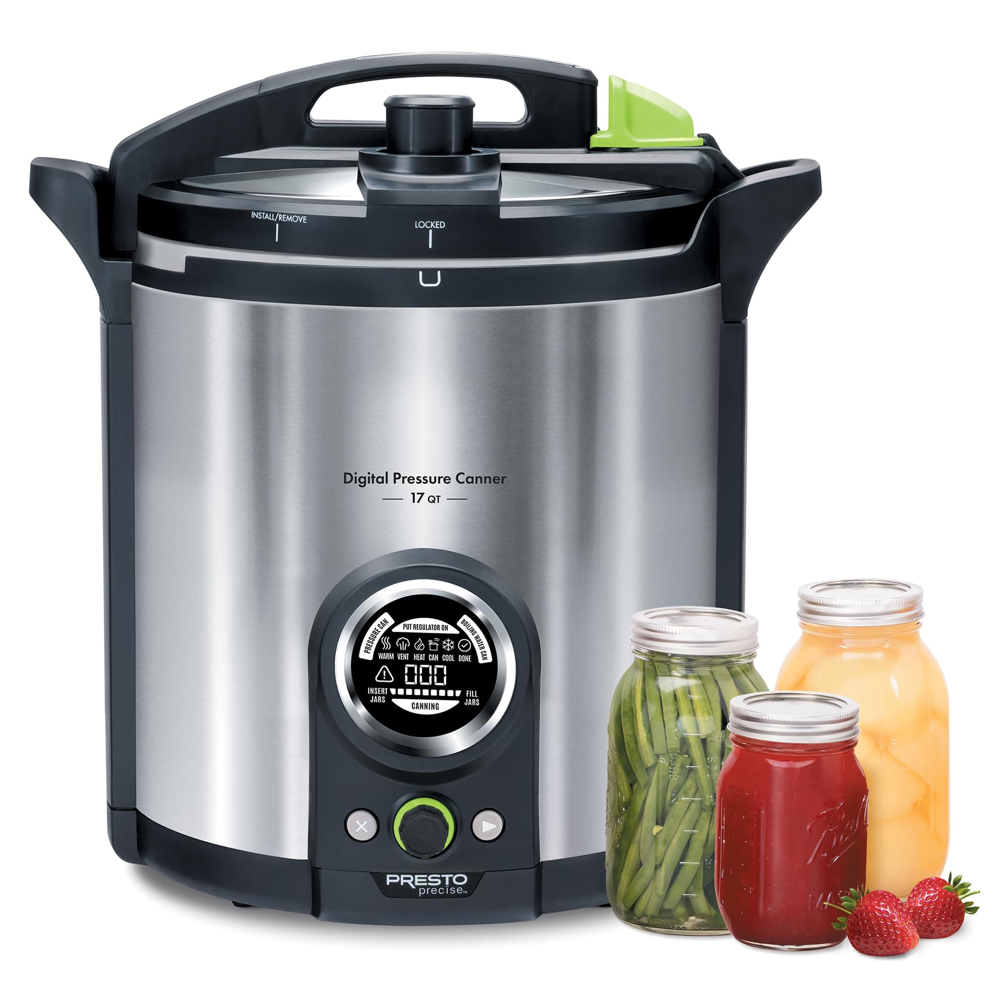 Presto 02152 17-Quart Digital Pressure Canner - Digital Display, Waterbath Capable, 10 Built-In Safety Features, Recipe Book, Stainless Steel
