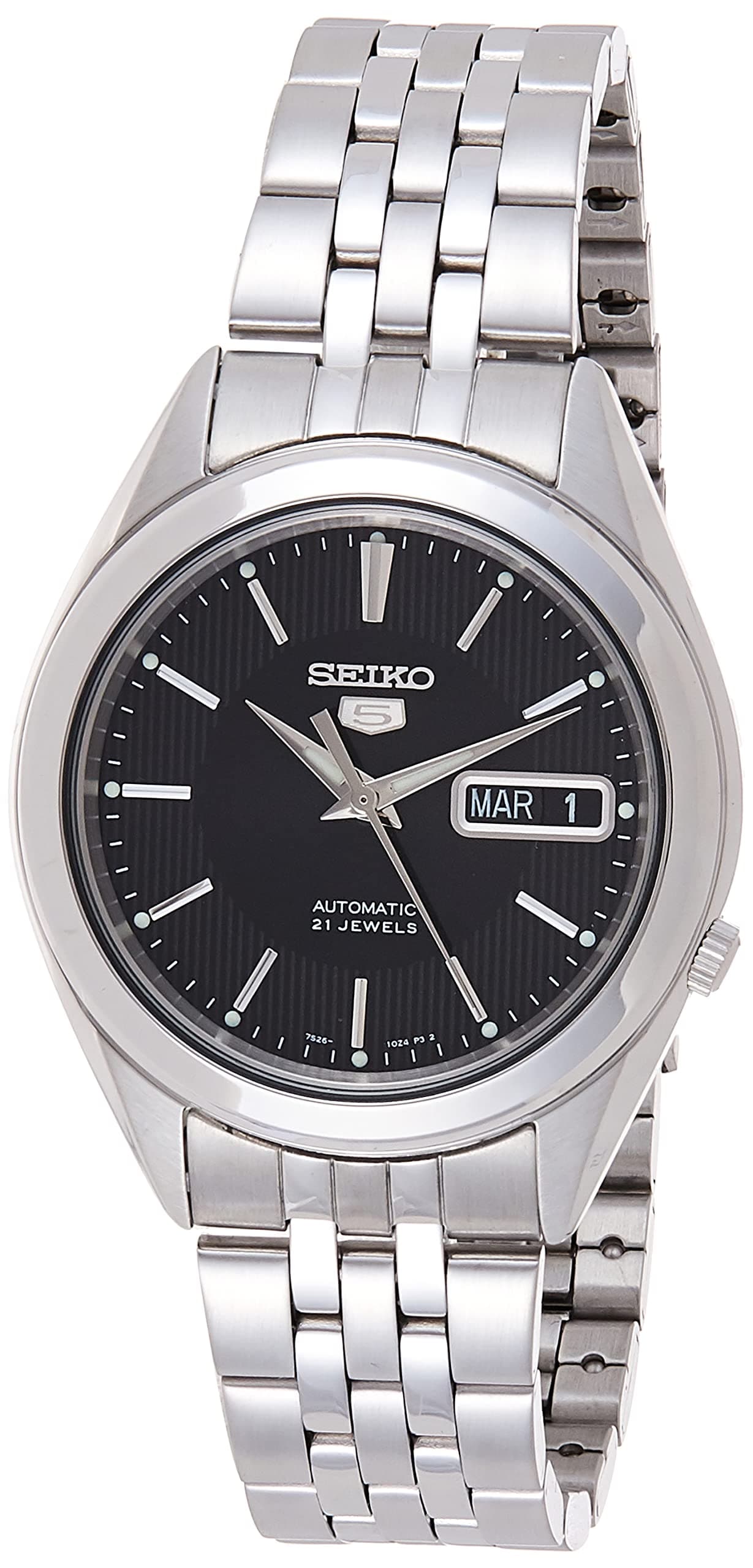 Automatic Watch for Men 5-7S Collection - with Day/Date Calendar, Luminous Hands, Stainless Steel Case & Bracelet