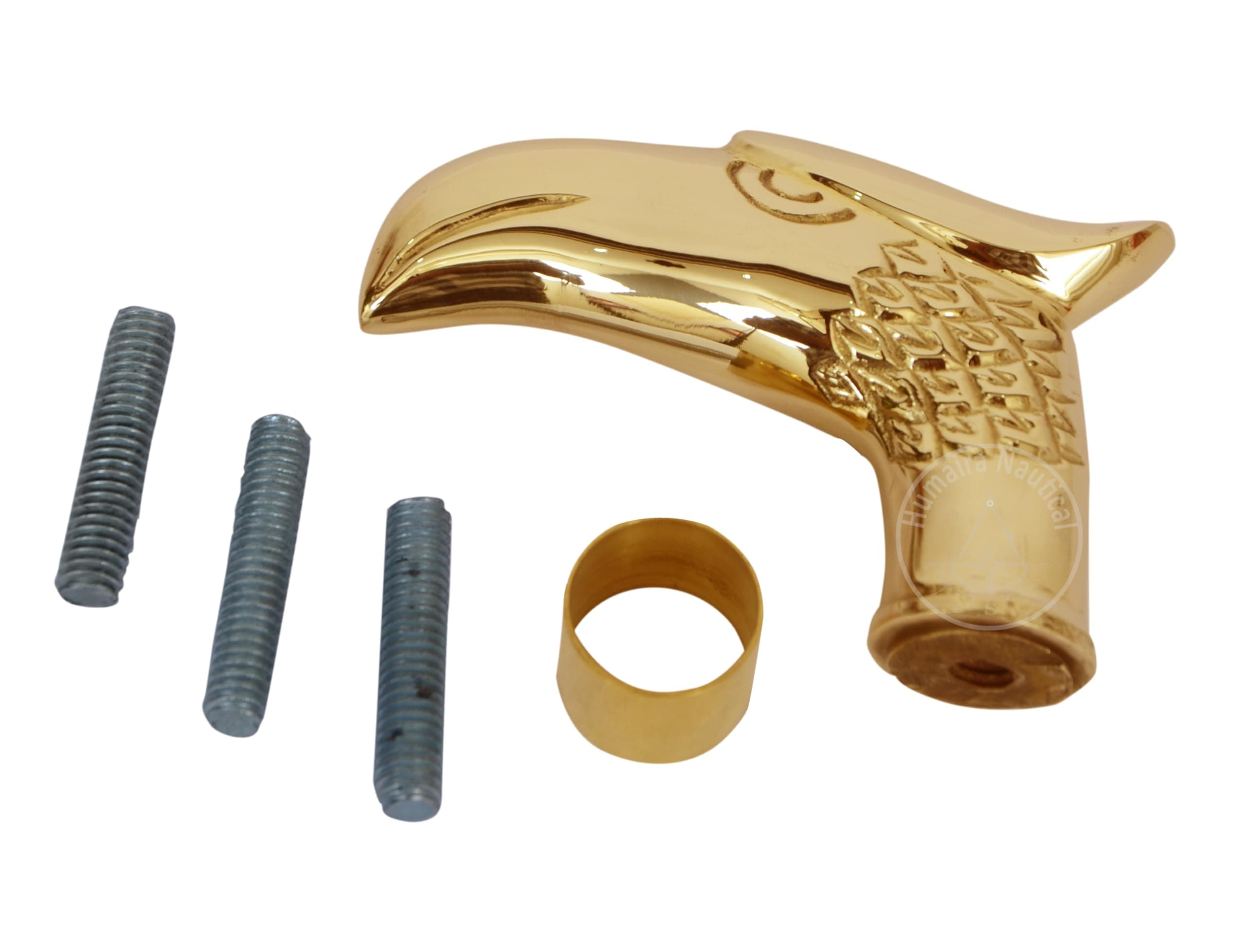 Vintage Cane Walking Stick Handle Eagle Head Cast Brass w/Outside Connector Rod