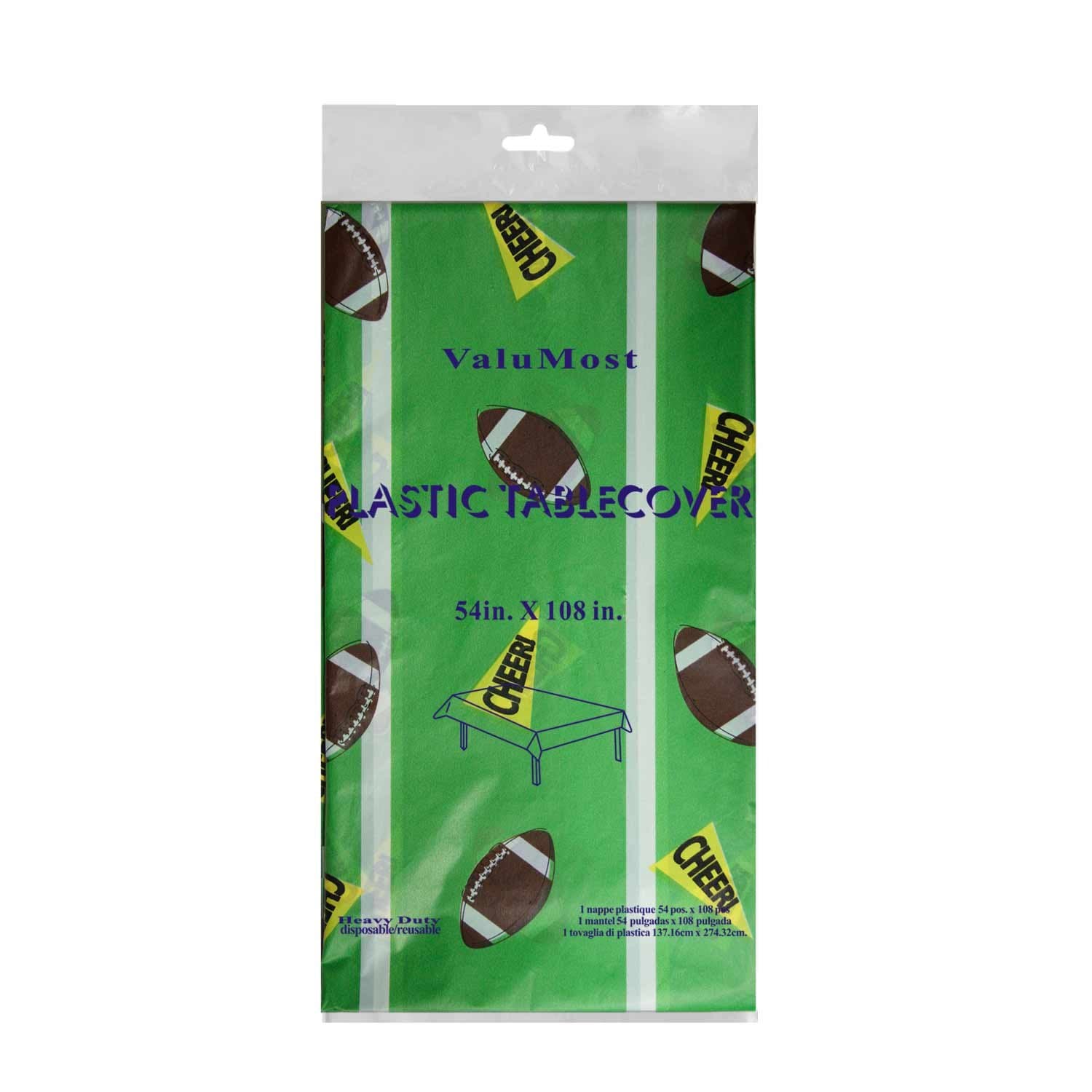 Party Essentials ValuMost Printed Plastic Table Cover Available in 36 Colors, 54" x 108", Football