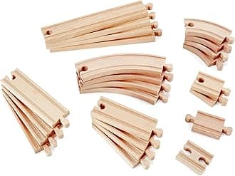 Hape 24 Pcs Wooden Railway Super Expansion Rail Pack| Compatible with Other Wooden Tracks