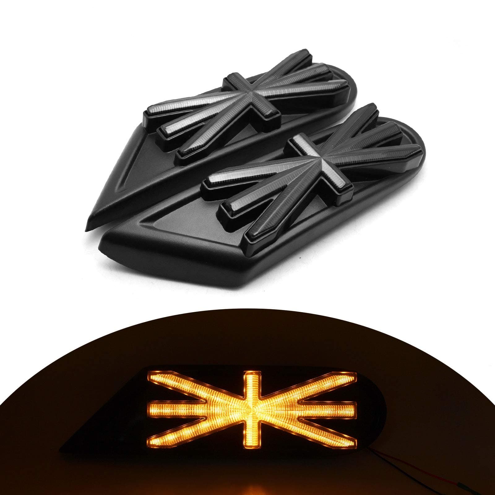 Dynamic Blinking Side Marker Indicator LED Light for Mini Cooper R55 R56 R57 R58 R59, Union Jack, Amber