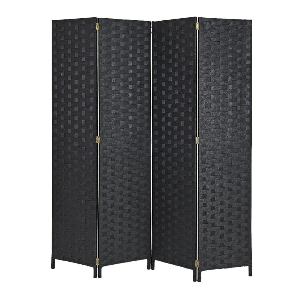 Britoniture Hand Made Wicker Room Divider Separator Privacy Screen Panel Solid Weave (4, Black)