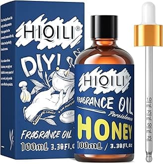 HIQILI Honey ​Essential Oil 100ml - Long Lasting Perfume for Aromatherapy, Sweet Scent Fragrance Oil for Home Diffuser, Laundry Kitchen Bedroom, DIY Candle Soap Perfume Lotion Making 3.38 Fl Oz