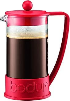 BodumBrazil French Press 1-Liter 8-Cup Coffee Maker, 34-Ounce, Black 34 Ounce Red 10938-294B