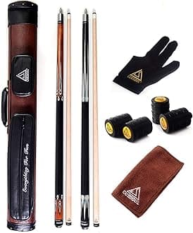 CUESOUL Set of House Bar Pool Cue Sticks Combo - 2 Cue Sticks Packed in 2x2 Hard Pool Cue Case E203