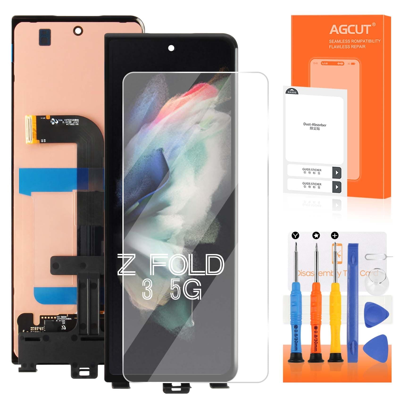 AMOLED for Samsung Galaxy Z Fold 3 5G Screen Replacement Z Fold3 LCD Display SM-F926B SM-F926U SM-F926W LCD Digitizer Screen Touch Assembly Repair Part Black Outer Small Front(with Fingerprint)