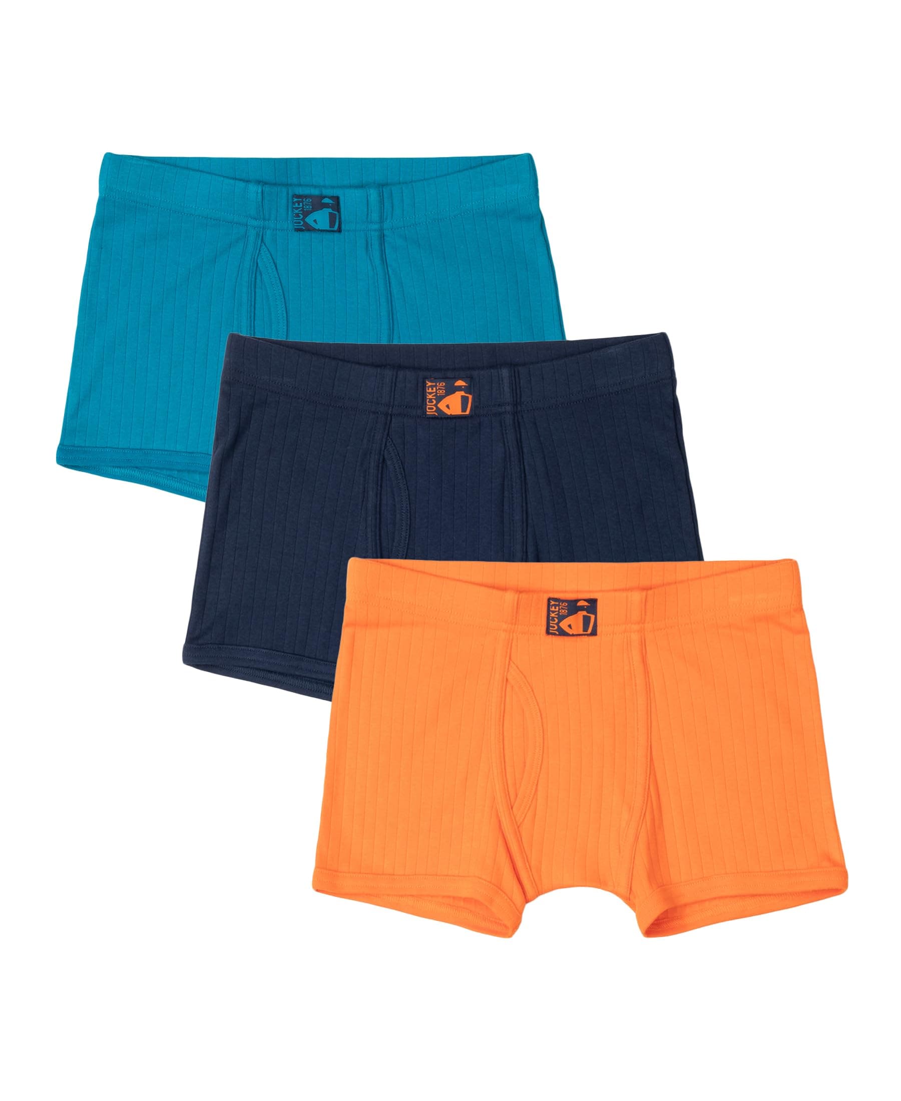 Jockey 3036 Boy's Super Combed Cotton Rib Fabric Solid Trunk with Front Open Fly and Ultrasoft Waistband (Pack of 3_Colors May Vary)