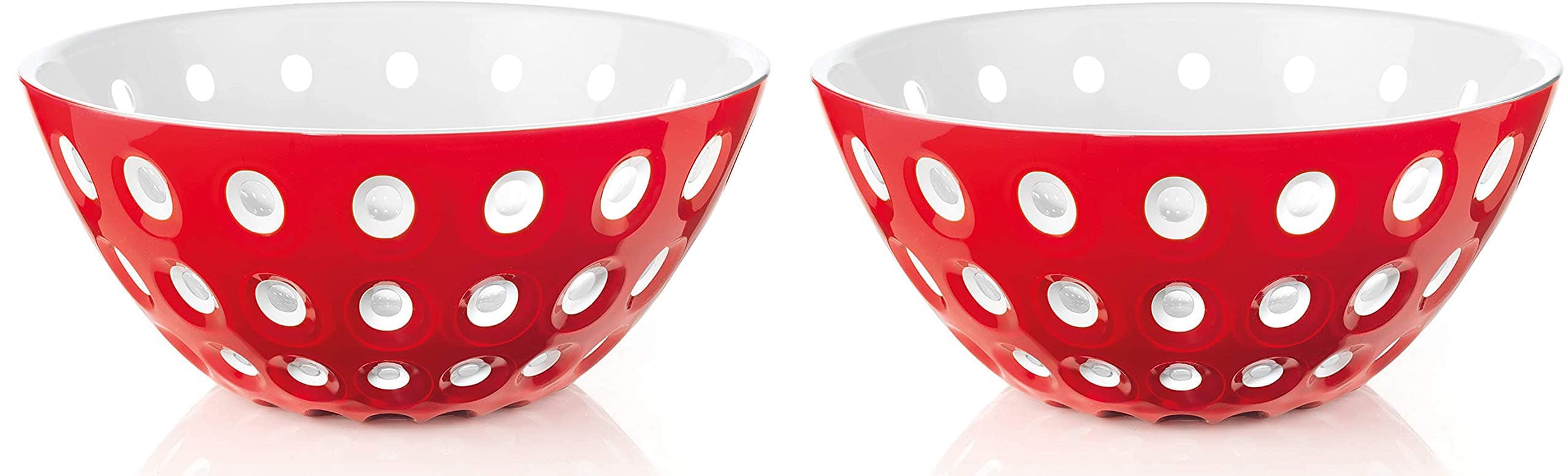 2 Pack Guzzini Le Murrine Bowl, 9-3/4-Inches, Red, White, Transparent BPA Free Italy