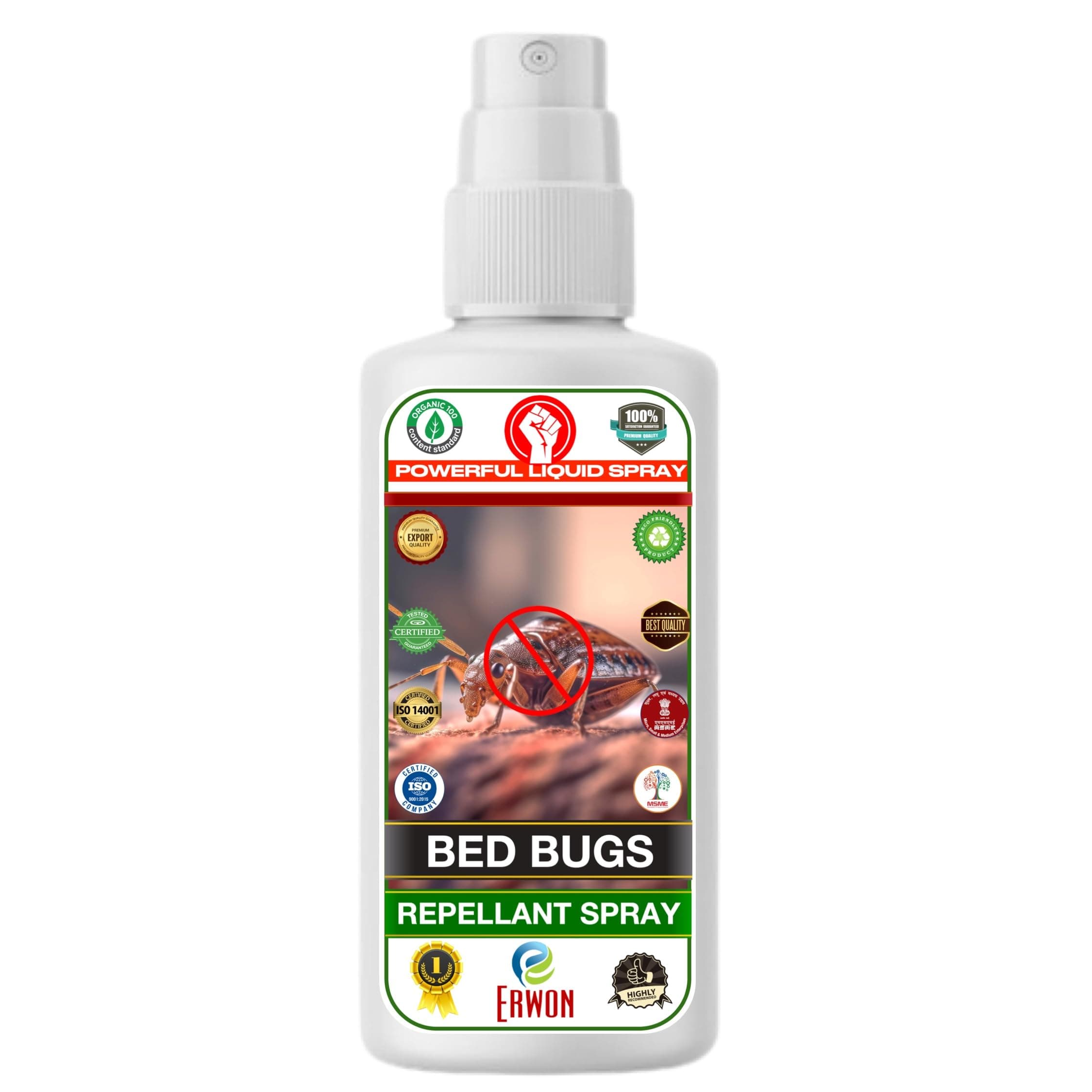 Erwon® Bed Bugs Repellant Spray | Ready to use | Long Lasting Protection | Irritant-Free | Eco-Friendly | Non-Toxic & Biodegradable | Pet-Safe | Chemical Free (15 days Protection) (500 ml)