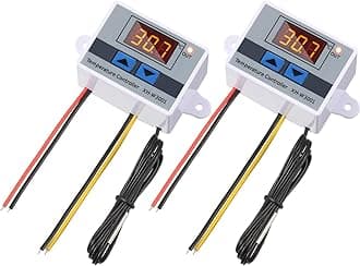 XH-W3001 Digital LED Temperature Controller Module Digital Thermostat Switch with Waterproof Probe Programmable Heating Cooling Electronic Thermostat Range from -50℃ to 110℃ (12V 10A 120W) (2 Pieces)