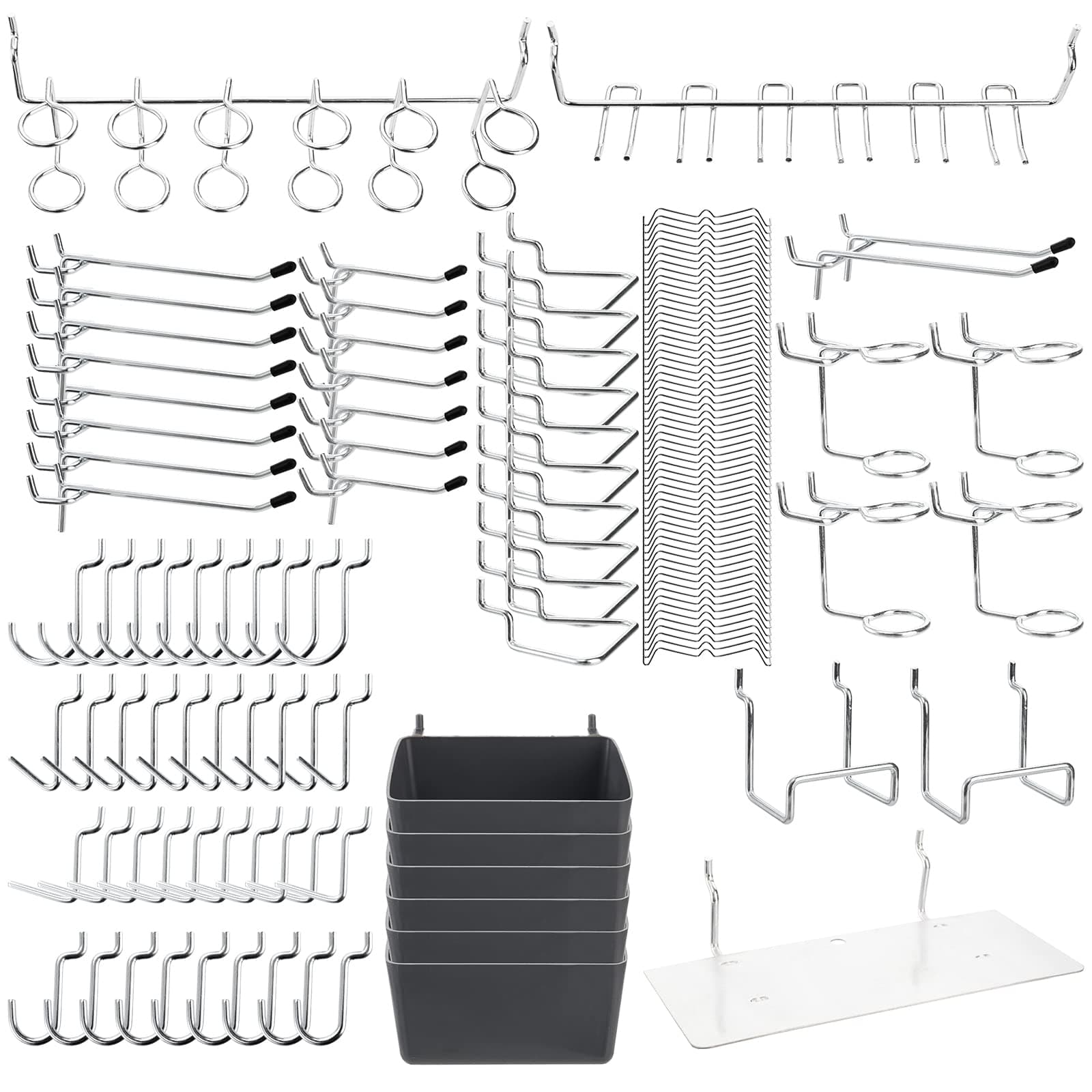 ZENFUN 140 Pieces Pegboard Hooks Assortment, Pegboard Accessories with Pegboards Bins, Peg Locks for Organizing Various Tools, Garage, Workbench, Kitchen, Not Fall Out