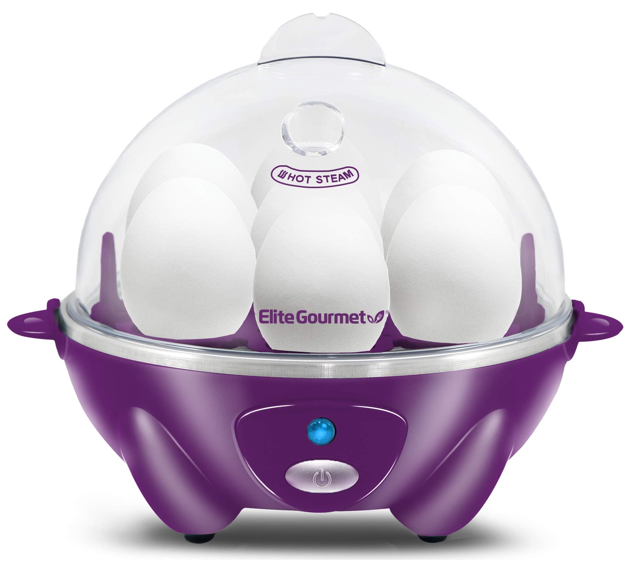 EGC700P# Rapid Egg Cooker, 7 Easy-To-Peel, Hard, Medium, Soft Boiled Eggs, Poacher, Omelet Maker, Auto Shut-Off, Alarm, 16-Recipe Booklet, BPA-Free, Eggplant