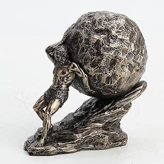 Veronese Design 4 3/8 Inch Tall Sisyphus Rolling The Boulder Cold Cast Bronzed Resin Greek Roman Sculpture Collectible Figurine
