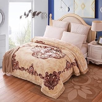 9 lbs Heavy Korean Mink Blanket 77"×90", Silky Soft and Warm, 2 Ply Reversible Raschel Bed Blanket,(200x230cm4kg).