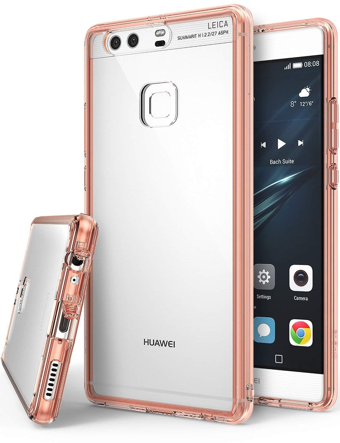 Ringke Huawei P9 Plus Case, [Fusion] Crystal Clear PC Back TPU Bumper [Drop Protection/Shock Absorption Technology] for Huawei P9 Plus (Rose Gold)
