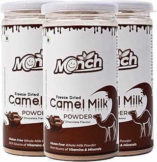 Monch Camel Milk Powder - Camel Milk Powder Helps In Height - Freeze Dried, Chocolate Flavoured (100g, Pack of 3)|Premium, Rich & Creamy, Instant Nutrient-Rich Dairy Alternative with Gourmet Chocolate Infusion, Single-Serve Convenience