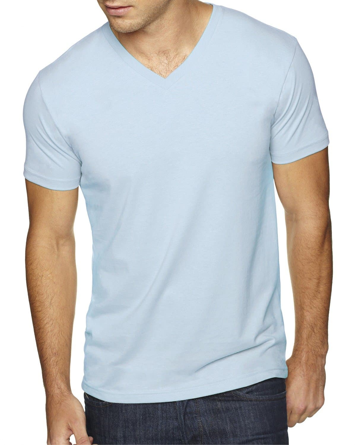 Next Level Apparel Premium Fitted Sueded V (6440) Light Blue, L