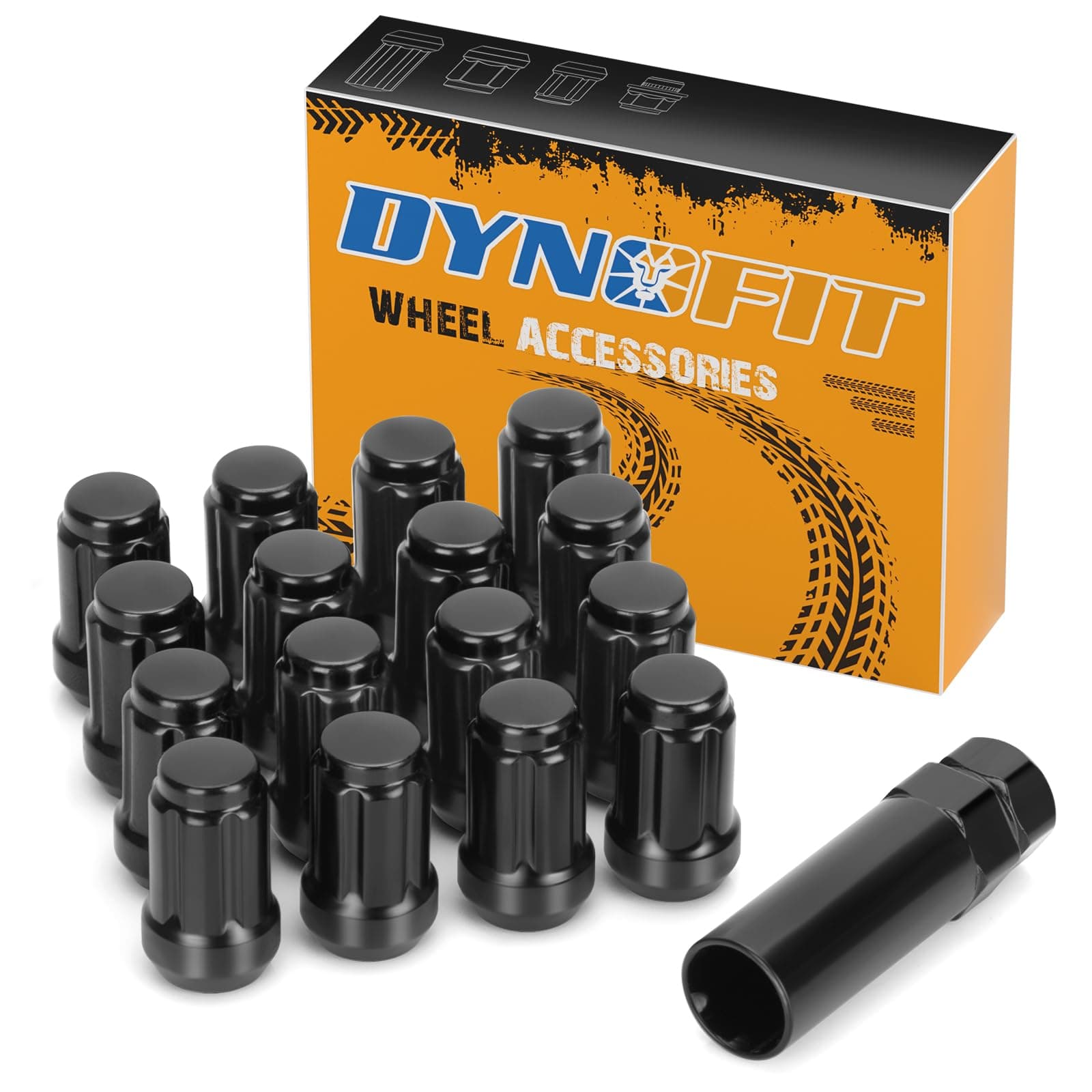 ATV m12x1.5 Wheel Lug Nuts Black, Dynofit (16+1) 12mmx1.5 Spline Lug Nuts Aftermarket for Polaris Ranger XP 900/1000, General 1000, RZR S 900, XP 1000, Pioneer 500, 700, 1000, 19mm/21mm Hex Key