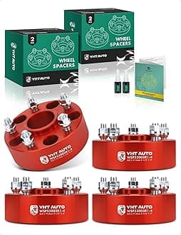 YHTAUTO 5x5 Hub Centric Wheel Spacers 2 Inch Fits for JL JK WK WJ XK 1999-2018 Jeep Grand Cherokee, Wrangler, Commander, 5x127mm Tire Spacers w/1/2-20 & 12.9 Grade Studs 71.5mm Hub Bore 4PCS Red