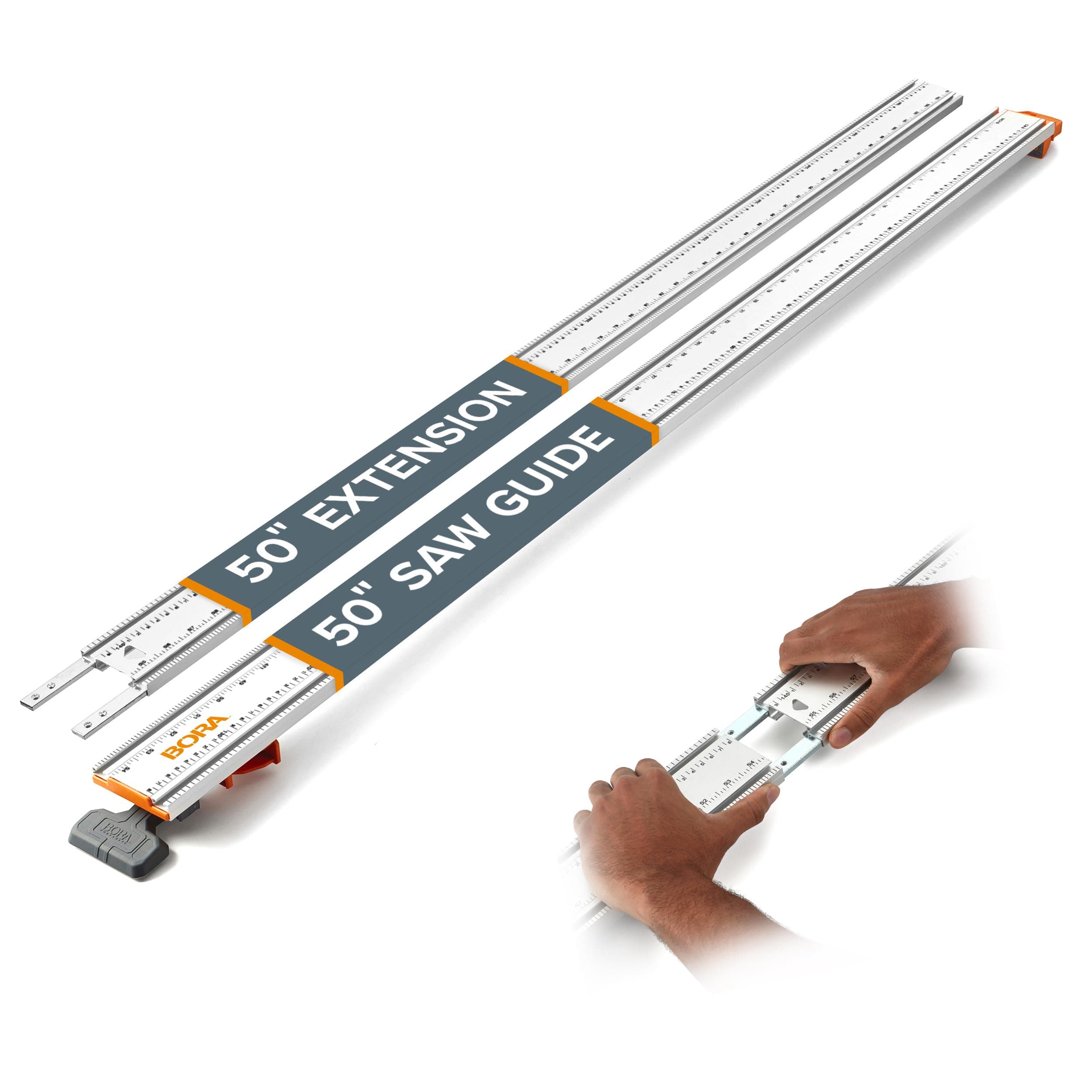 BORA 100" NGX Clamp Edge, Straight Cut Guide for Circular Saws, Aluminum, Includes 50-Inch Clamp Edge & 50-Inch Extension for 100-Inch Cutting Length, 544100