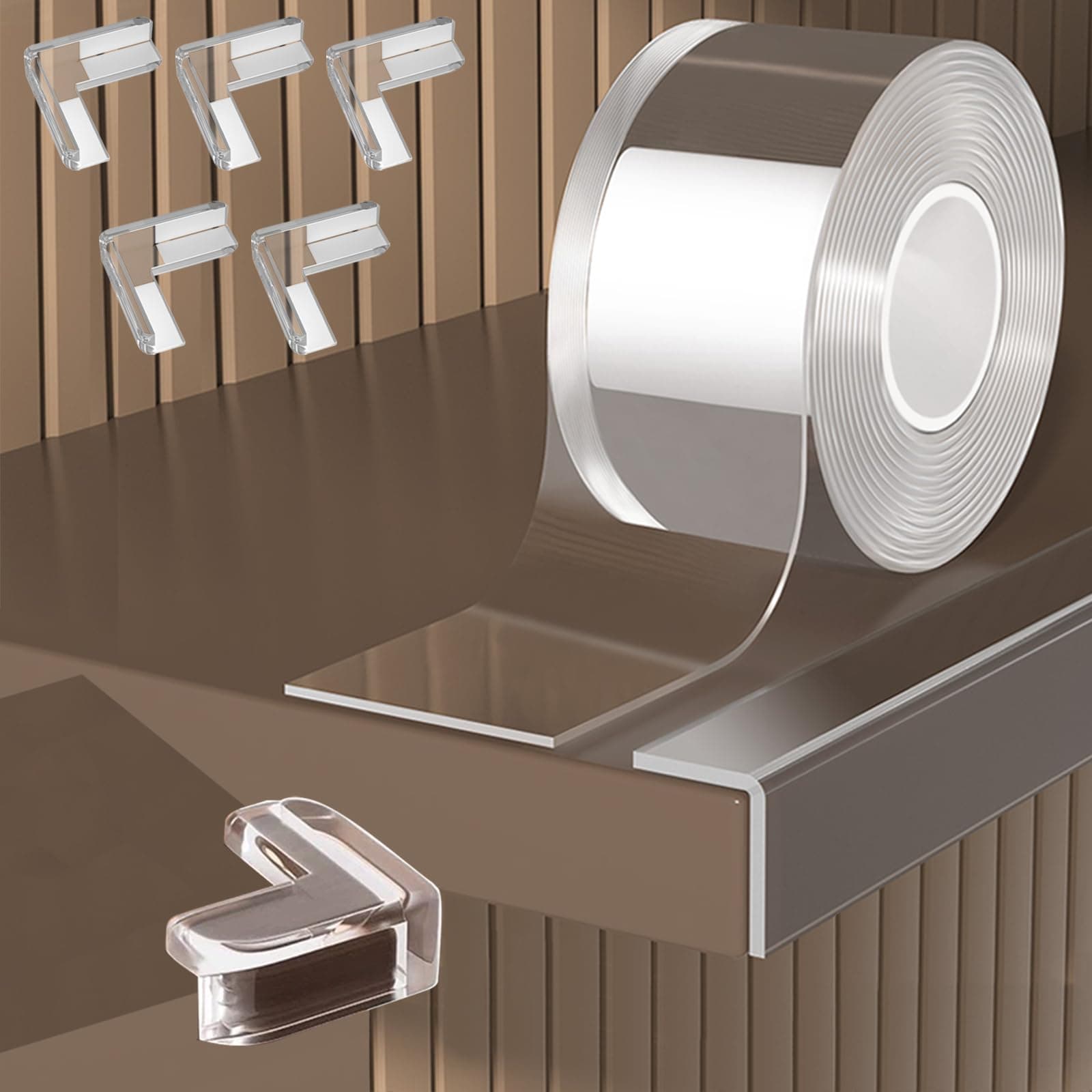 2 in x 16.4 ft,Clear Edge Protector Strip Sharp Edge Wrap Cover Tape with 6 Corners,Soft Corner Protectors Baby Proof, Furniture Corner Guard & Edge Safety, Edge Protector for Table and Fireplace