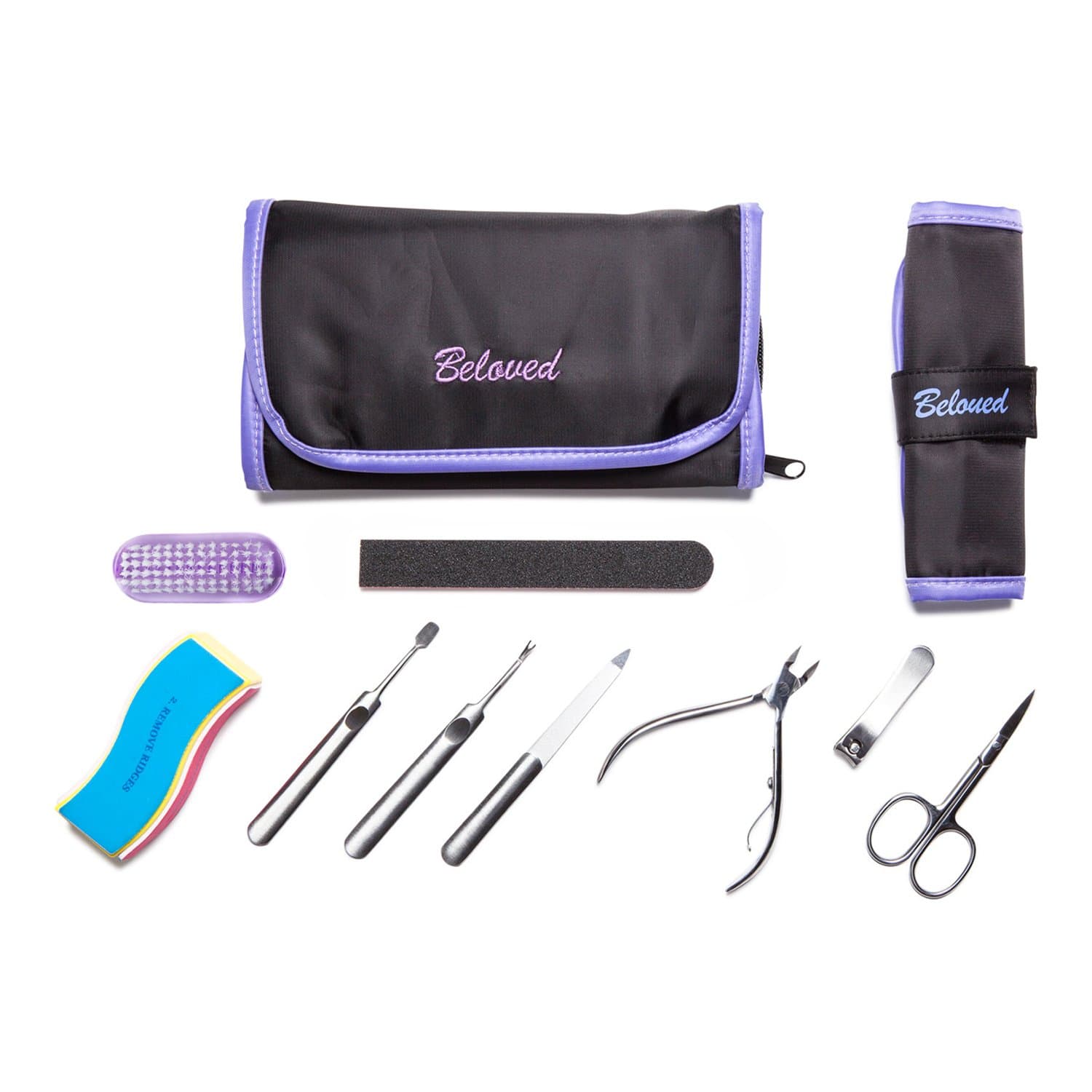 Manicure Set: Luxurious Home Manicure Essentials. Nail Kit Includes 9 Stainless Steel Tools With Bonus Travel Bag