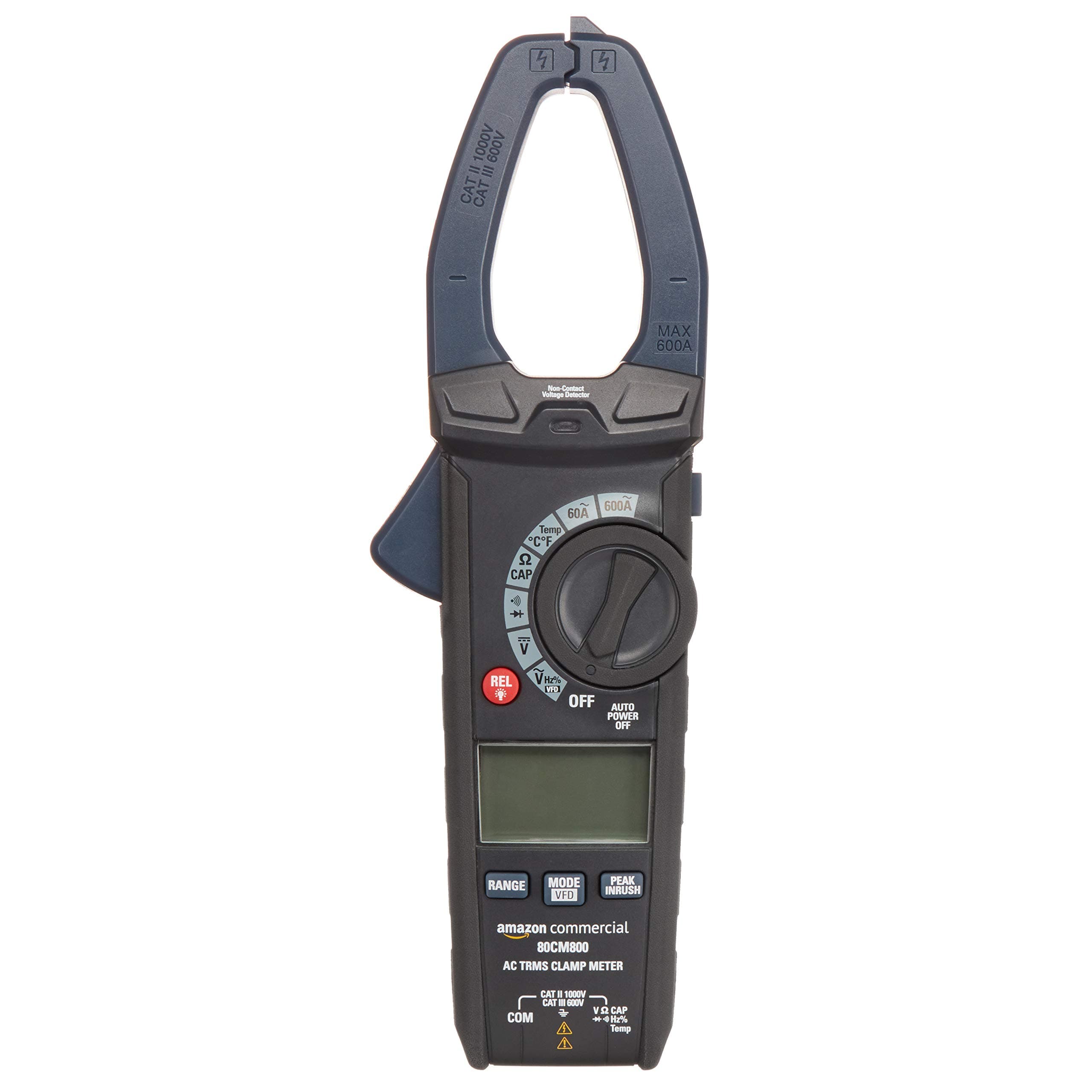 AmazonCommercial 600A AC Clamp Meter, True RMS, NCV, Flashlight, 6000 Count
