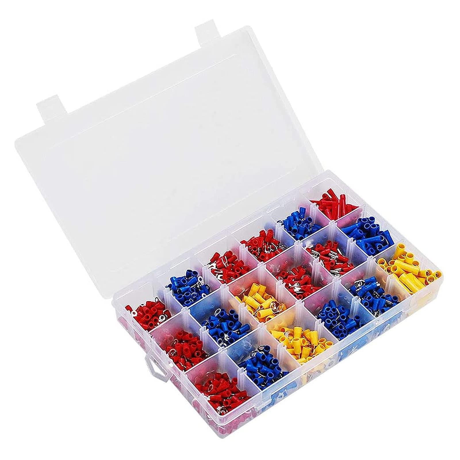 1200Pcs Assorted Crimp Terminals,Insulated Electrical Wire Connectors, Mixed Assorted Lug Kit, Spade Ring Set for Automotive, Electrical Wirings, LED Lighting, Home DIYer(Color: Red, Blue Yellow)