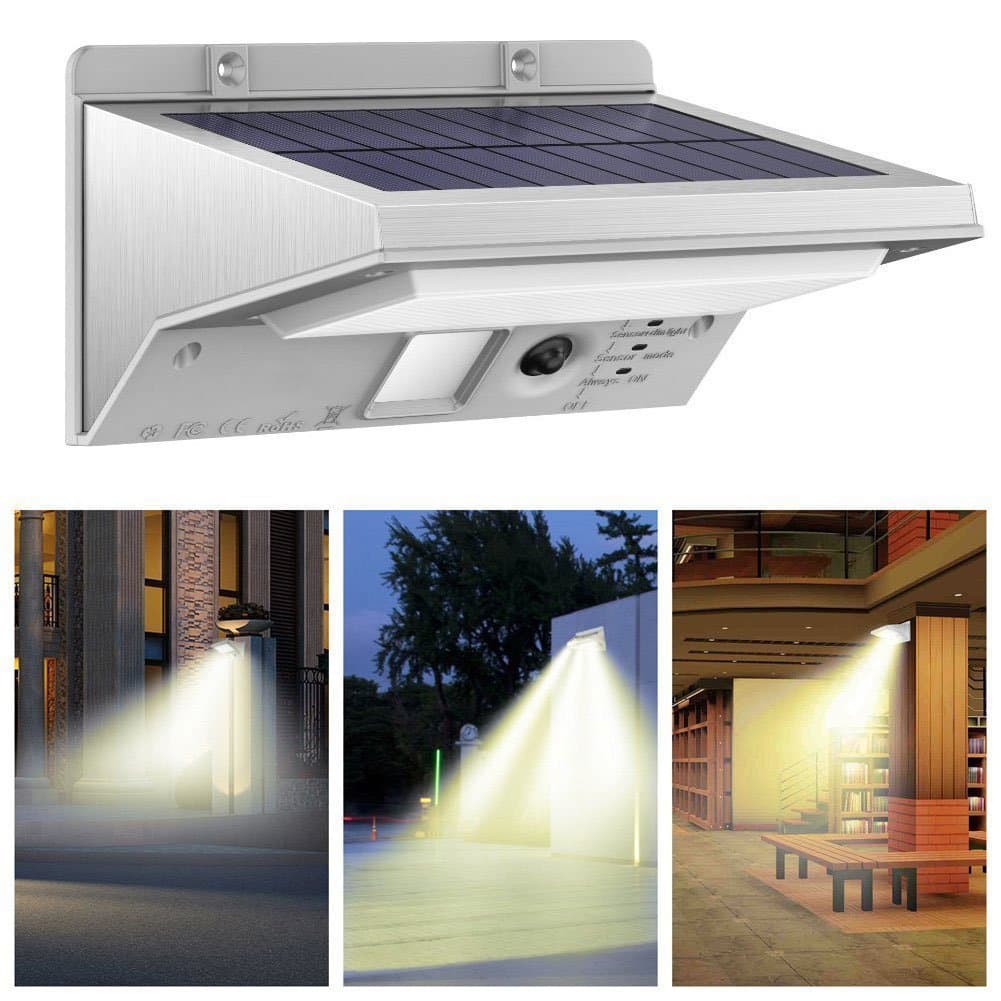 Motion Sensor Solar Lights Waterproof, VPRAWLS 21 LED PIR Motion Sensor Lights Stainless Steel Sconces 3 Intelligent Modes Solar Powered Waterproof Garden Patio Garage Pathway Security Lights