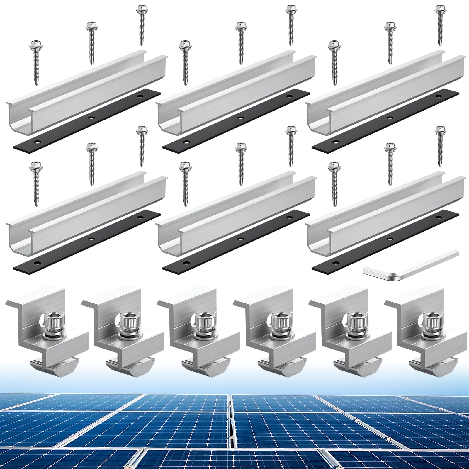 6 Packs Solar Panel Holder Kit 30mm/35mm Universal Solar Panels Z-Bracket Set of Solar Guide Modules Aluminum Photovoltaic Panels,Profile Height 25mm