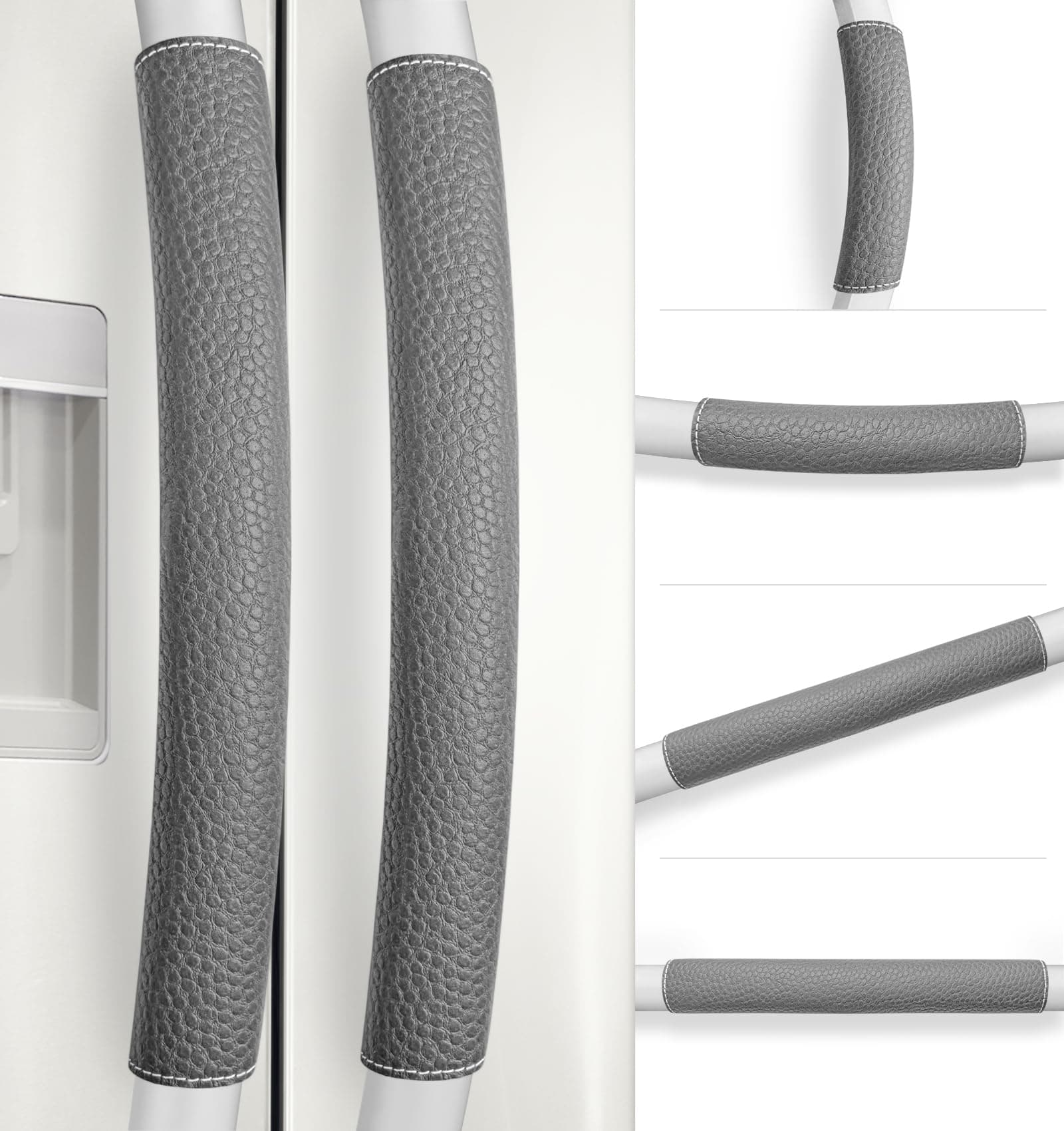 Rikzor Refrigerator Handle Covers, 6 PCS, Adjustable Appliance Handle Covers, Keep Your Kitchen Clean, Microwave Oven Stove Dishwasher Handle Protector, Non Slip Fridge Handle Cover (Dark Gray)