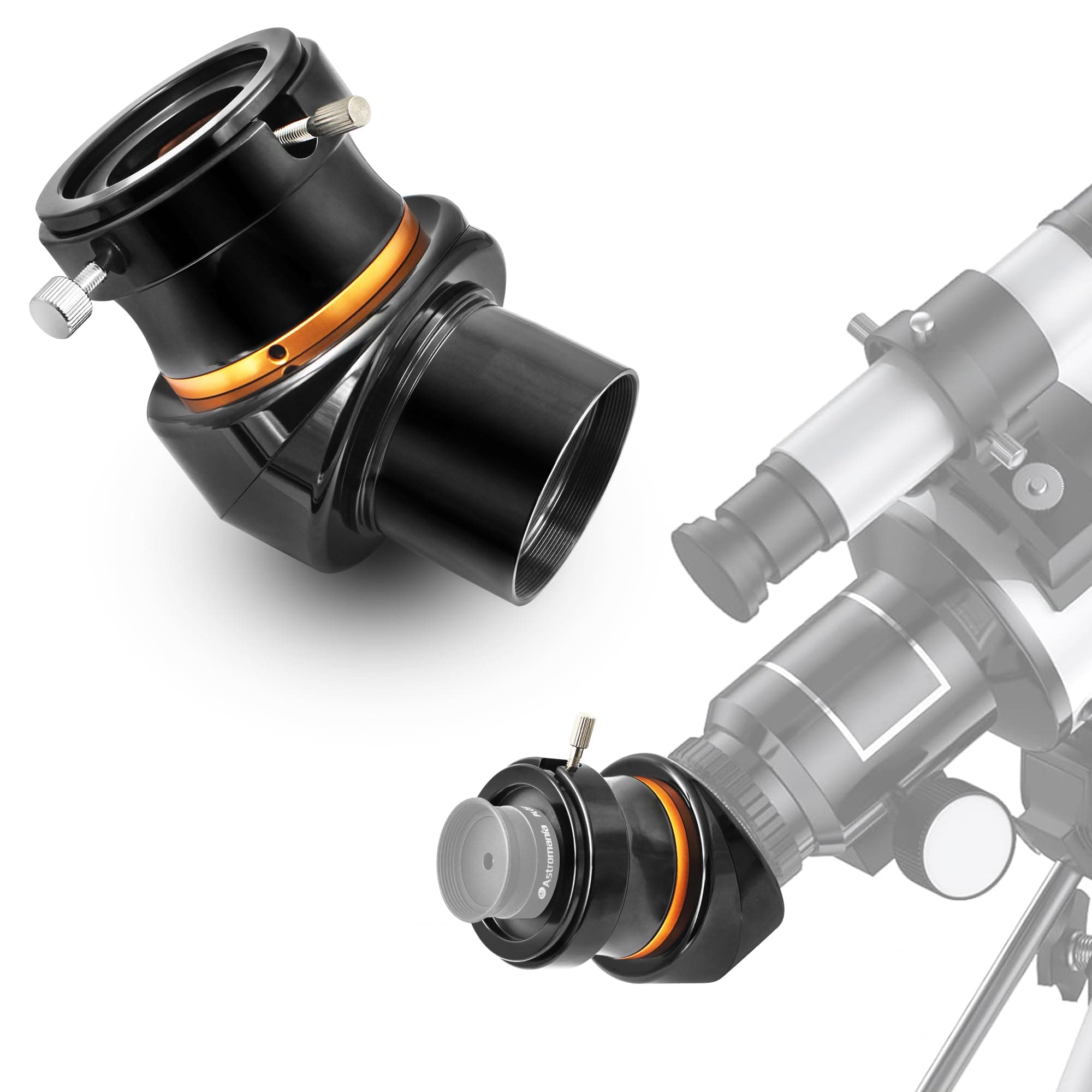 Astromania 2 Inch Diagonal 45-Degree Erect-Image Prism for Telescope - Image Erecting BAK4 Prism with Anti-Reflection Coating That Provides Sharp and Clear Image - with 2 to 1.25 Eyepiece Adapter