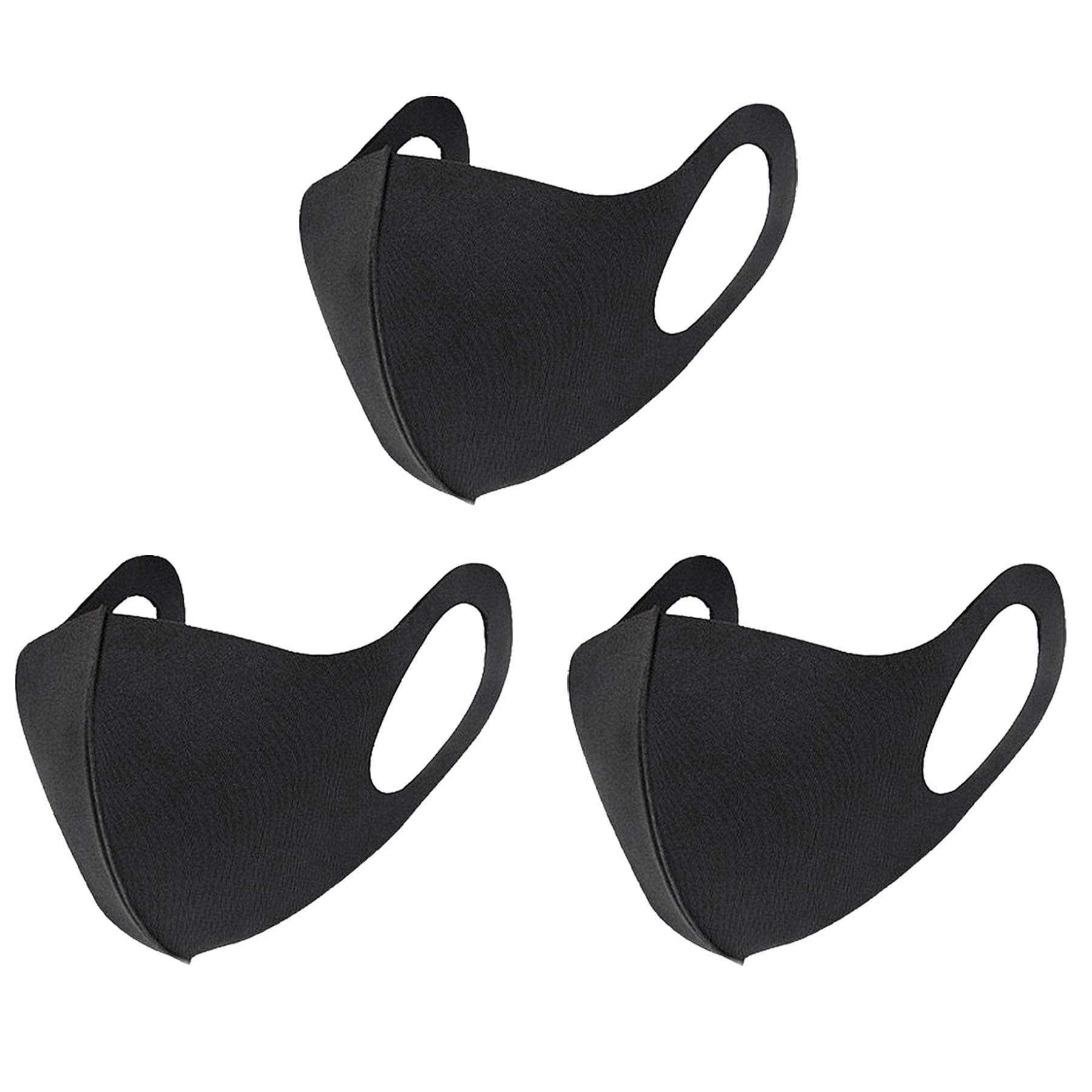 LAPCOS Polyester Face Mask Set (3 Pack,Black) Washable&Reusable Black Face Mask For Adults - Breathable&Lightweight Face Shield For Work,Sports,&Outdoors,Flexible Fit For Men,Women&Teens