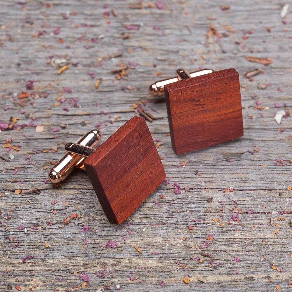 Paduk Wood cufflinks. Square cufflinks. Custom personalized initial monogram cufflinks. Natural wood engraved jewelry for men. Boss present. Wedding groomsmen groom gifts