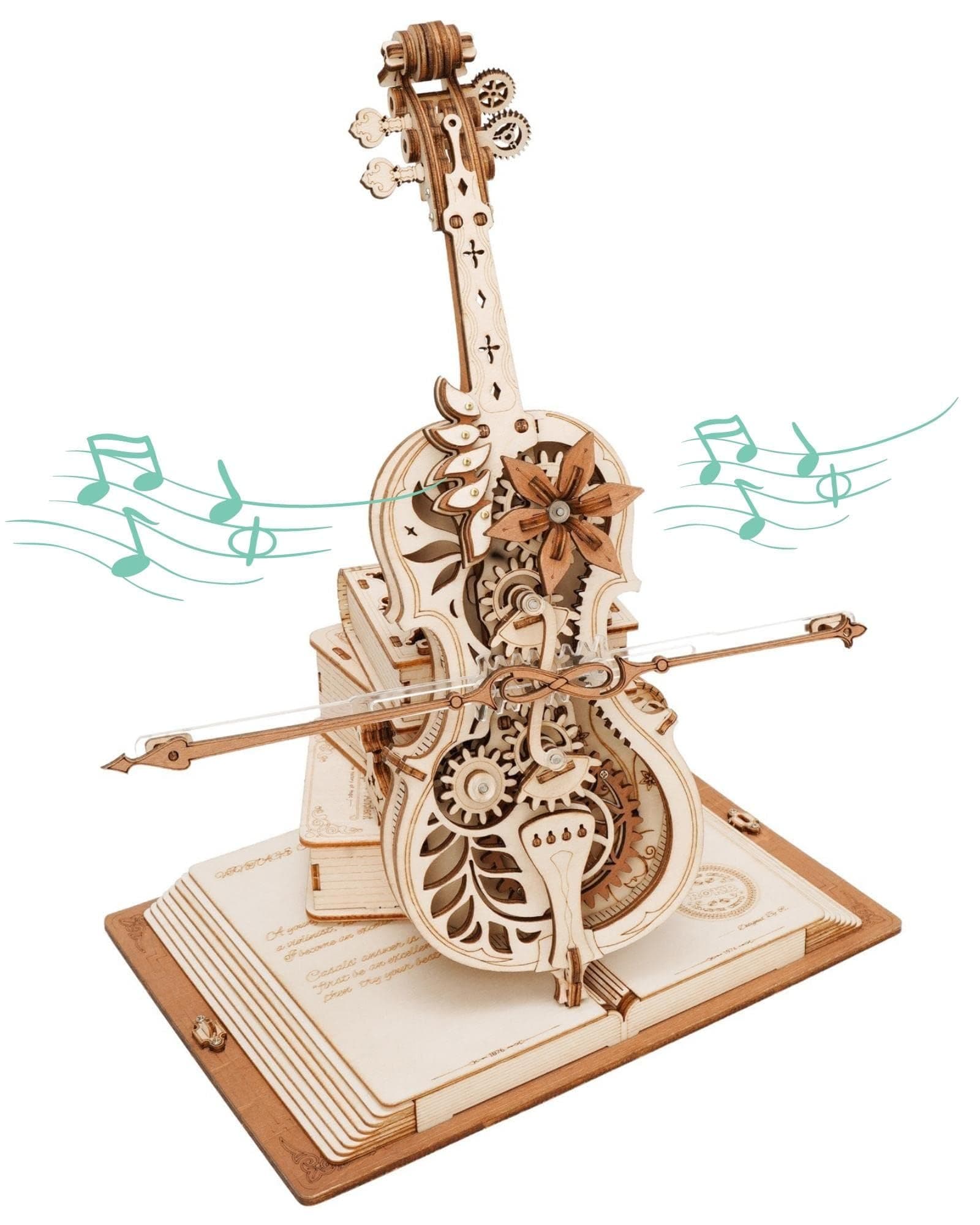 3D Puzzles for Adults 1:5 Scale Cello Model Kit with Base 199pcs Wooden Music Box Building Kit Desk Gift for Men Women Hobby for Adults