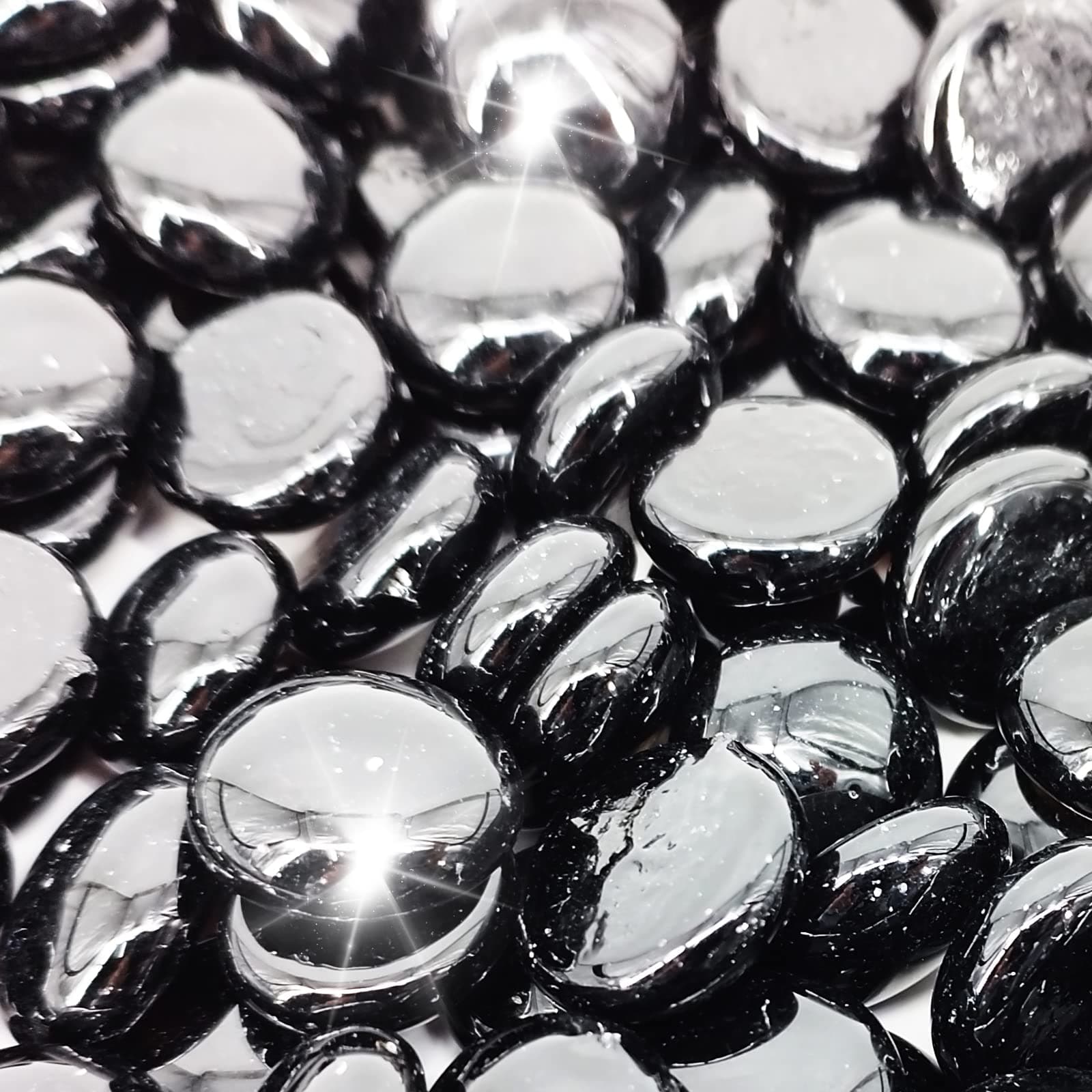 10 Pound Fire Pit Glass 3/4 Inch Reflective Round Fire Glass Drops Beads Rocks for Natural or Propane Fire Pit and Landscaping Onyx Black