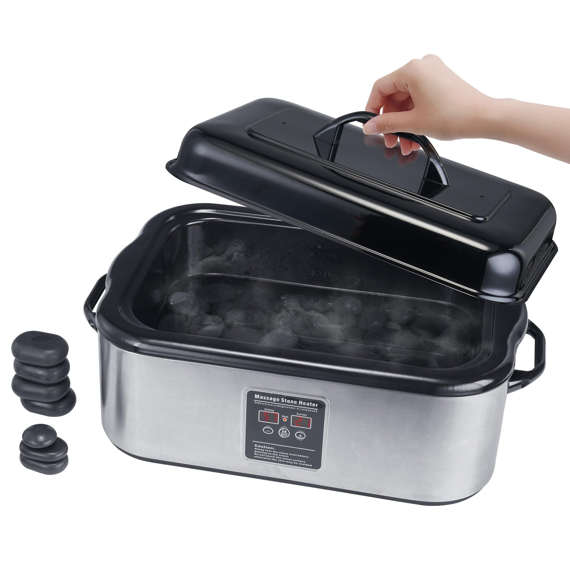 Master Massage 18 Quart LED Hot Stone Warmer with Digital Display– Stainless Steel Hot Stone Heater Portable- Massage Stone Heating Device-Massage Essentials for Massage Therapists
