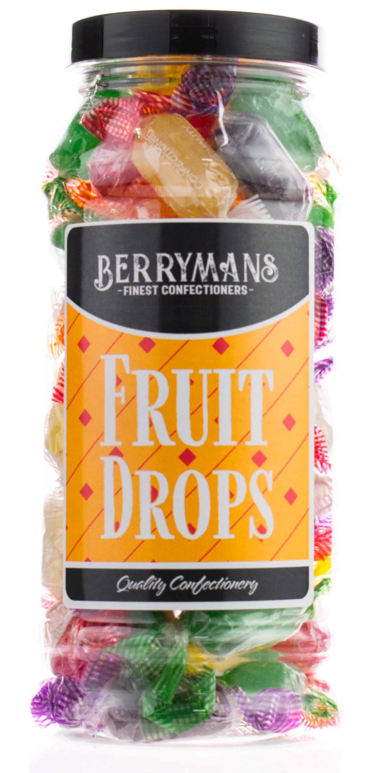 Original Fruit Drops Retro Boiled Sweets Gift Jar By Berrymans Sweet Shop - Classic Sweets, Traditional Taste.